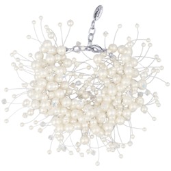 Браслет Грозди (Майорка белая 3-7мм, SW белые; покрытие родий) 17-22см, Есть комплект