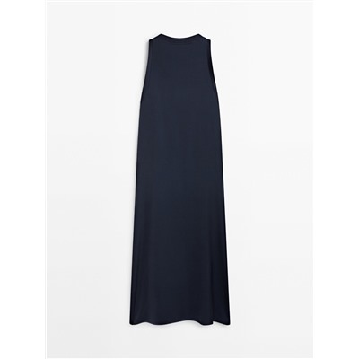 Vestido midi satinado detalle rib