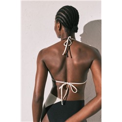 Top bikini triangular color block B&W