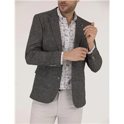 Antrasit Ekstra Slim Fit Keten Karışımlı Ceket