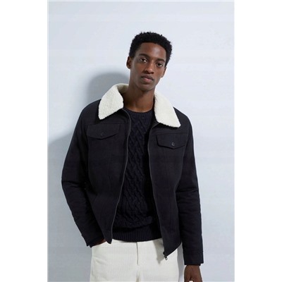 Мужская теплая куртка ZAR*A рубашечного кроя с воротником из искусственного меха