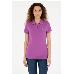 Kadın Mor Basic Polo Yaka Tişört