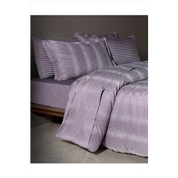 Madame Coco Auvergne Family Size Jakarlı Saten Nevresim Takımı - Koyu Mürdüm NTJS-100002-8682116896719