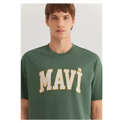 Mavi Logo Baskılı Yeşil Tişört Loose Fit / Bol Rahat Kesim 0611711-81570