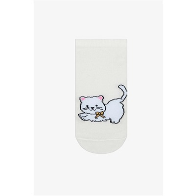 Penti Bowtie Cat Bej Beyaz 3lü Patik Çorap
