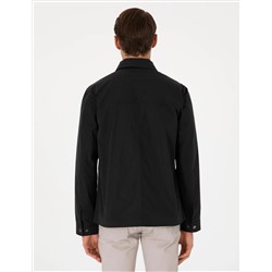 Siyah Regular Fit Fermuarlı İnce Mont