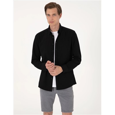 Siyah Slim Fit Uzun Kollu Gömlek