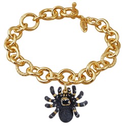 Браслет Паук (эмаль матовая черная; покрытие золото) 18-23см, Есть комплект