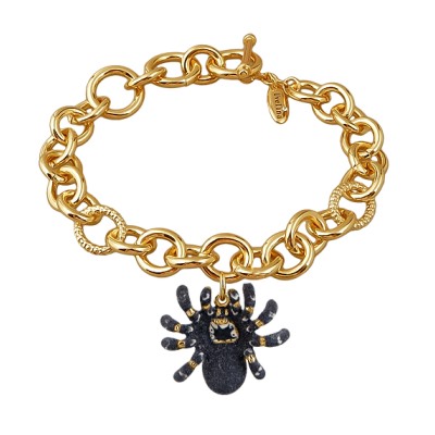 Браслет Паук (эмаль матовая черная; покрытие золото) 18-23см, Есть комплект
