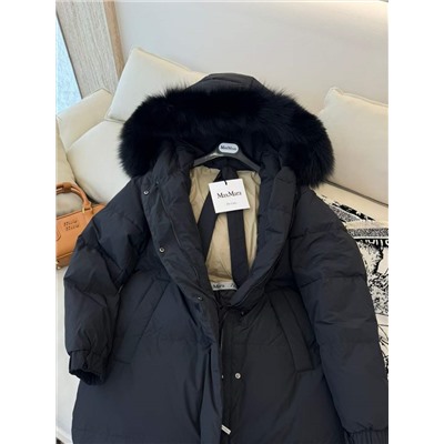 Max Mara длинный меховой воротник с большим меховым воротником, очень теплый и утолщенный пуховик из 90% белого гуся, распродажа