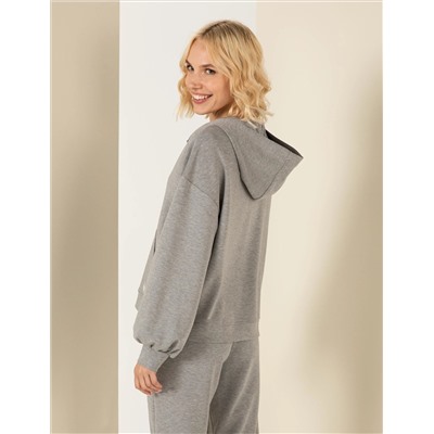 Gri Melanj Oversize Kapüşonlu Sweatshirt