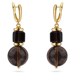 Серьги Терра (раухтопаз; покрытие золото), Есть комплект