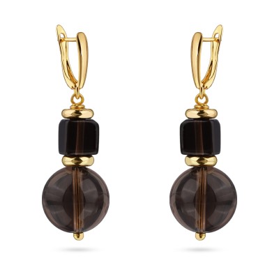 Серьги Терра (раухтопаз; покрытие золото), Есть комплект