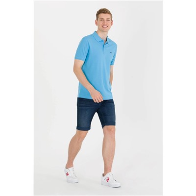 Erkek Turkuaz Basic Polo Yaka Tişört