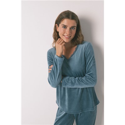 Pijama largo terciopelo verde