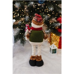 Игрушка новогодняя с выдвижными ногами Снеговик коричневое платье