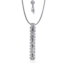Кулон Квадро (кристаллы SW белые; покрытие родий) 80см, Есть комплект