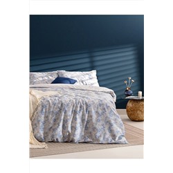 Madame Coco Point Çift Kişilik Baskılı Saten Nevresim Takımı - Mavi 1KNTCC0646106-8682116681339