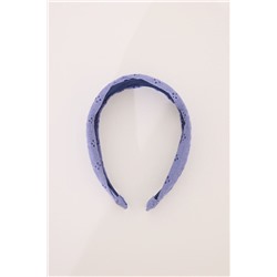 Diadema pelo azul y blanco bordado