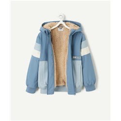 Blue hooded jacket with soft interior for boys