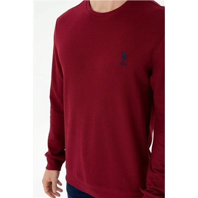 Erkek Bordo Bisiklet Yaka Sweatshirt