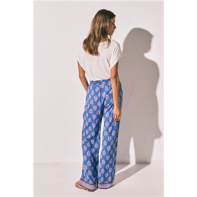 Pantalón largo estampado sello azul