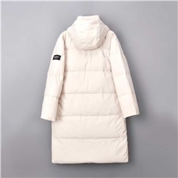 Мужской зимний пуховик средней длины с капюшоном из плотного и теплого белого утиного пуха СК