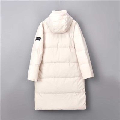 Мужской зимний пуховик средней длины с капюшоном из плотного и теплого белого утиного пуха СК