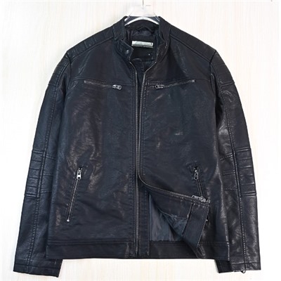 Стильная повседневная куртка в мотоциклетном стиле из мягкой искусственной кожи