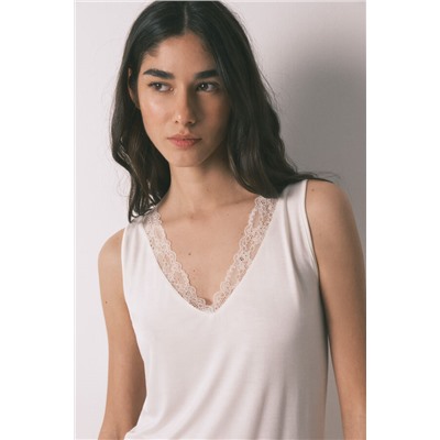 Camiseta punto súper suave beige