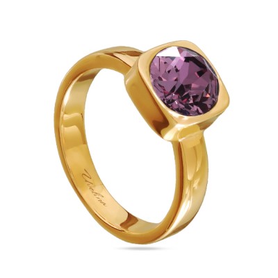 Кольцо Теннис (кристаллы SW аметист 8мм; покрытие золото), Есть комплект