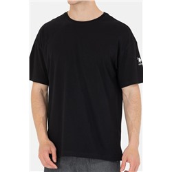 Erkek Siyah Oversize Bisiklet Yaka Tişört