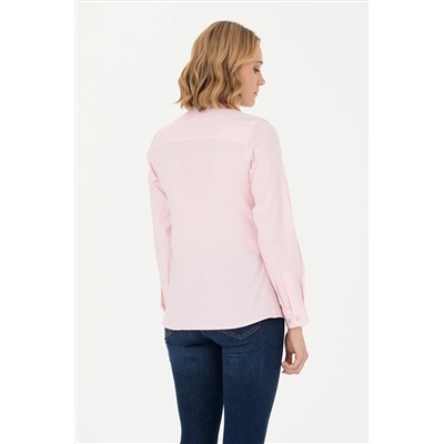 Kadın Pembe Uzun Kollu Basic Gömlek