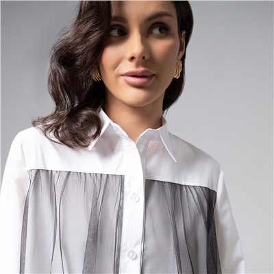 Рубашка комбинированная с сеткой, Срочно на обложку (white)