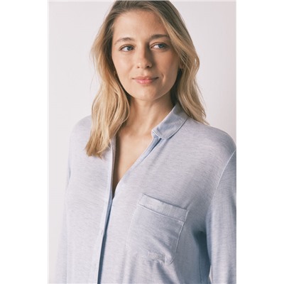 Pijama camisero largo "maternity" super soft azul