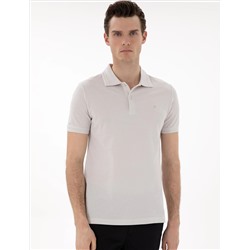 Açık Gri Slim Fit %100 Pamuk Polo Yaka Basic Tişört
