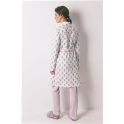 Bata midi acolchada flores lila y blanco