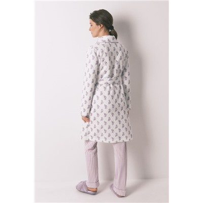 Bata midi acolchada flores lila y blanco