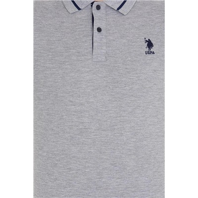 Erkek Gri Melanj Basic Polo Yaka Tişört