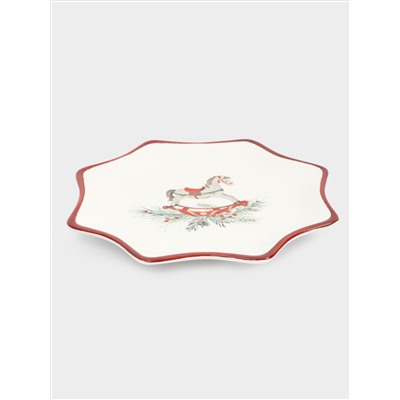 Блюдо, 20 см, керамика D, красное, Лошадка, Festival