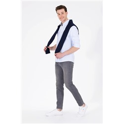 Erkek Açık Mavi Uzun Kollu Basic Gömlek