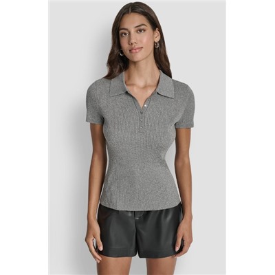 POLO RIB SWEATER WITH LUREX