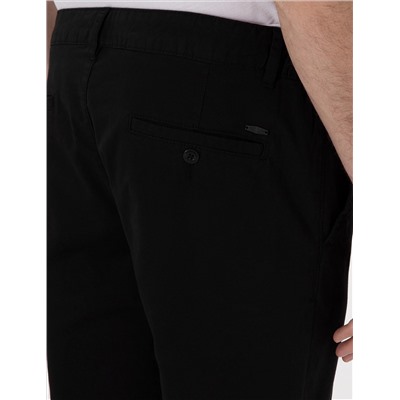 Siyah Slim Fit Beli Lastikli Kanvas Pantolon