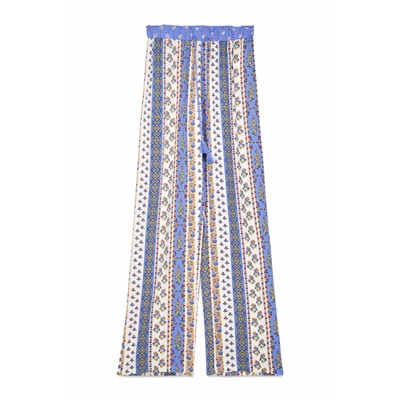 Pantalón largo viscosa cenefas multicolor