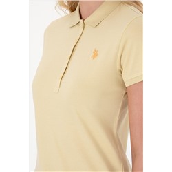 Kadın Açık Haki Basic Polo Yaka Tişört