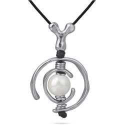 Кулон Юпитер (Майорка белая 16мм; покрытие античное серебро) 80см, Есть комплект