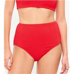 High-Waisted Ribbed Bikini Swim Bottoms