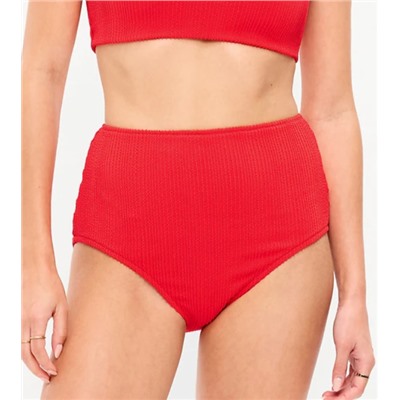 High-Waisted Ribbed Bikini Swim Bottoms