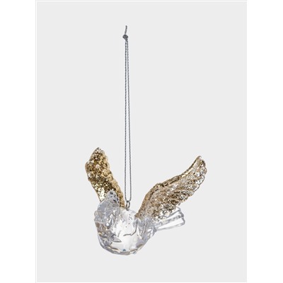 Игрушка елочная, 9 см, акрил, прозрачно-золотистая, Птица, Event
