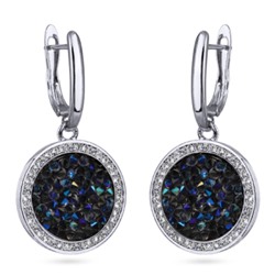 Серьги Галактика (кристаллы SW синие; покрытие родий), Есть комплект